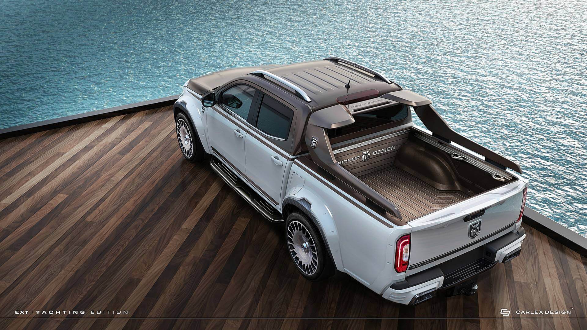 Caçamba da Mercedes-Benz Classe X da Carlex Design tem santantônio e revestimento de madeira
