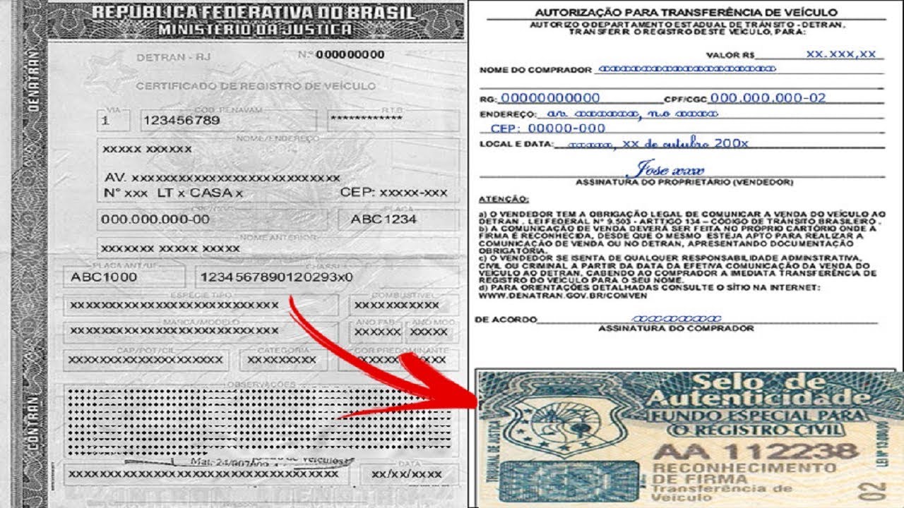 CRV Certificado de Registro do Veículo Documento de compra e venda
