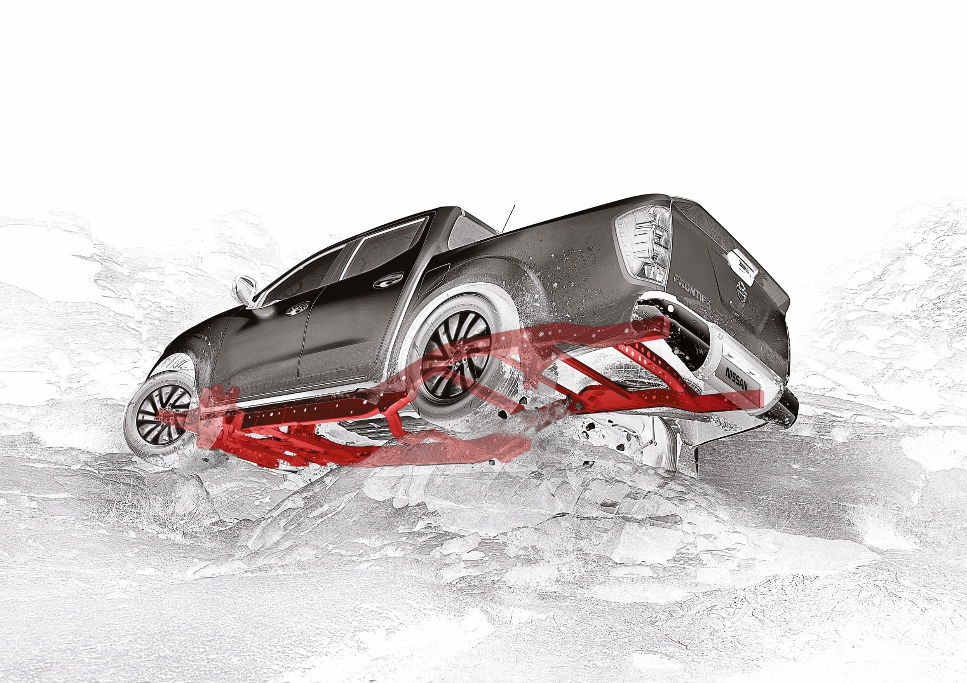 tração do carro destacada em vermelho
