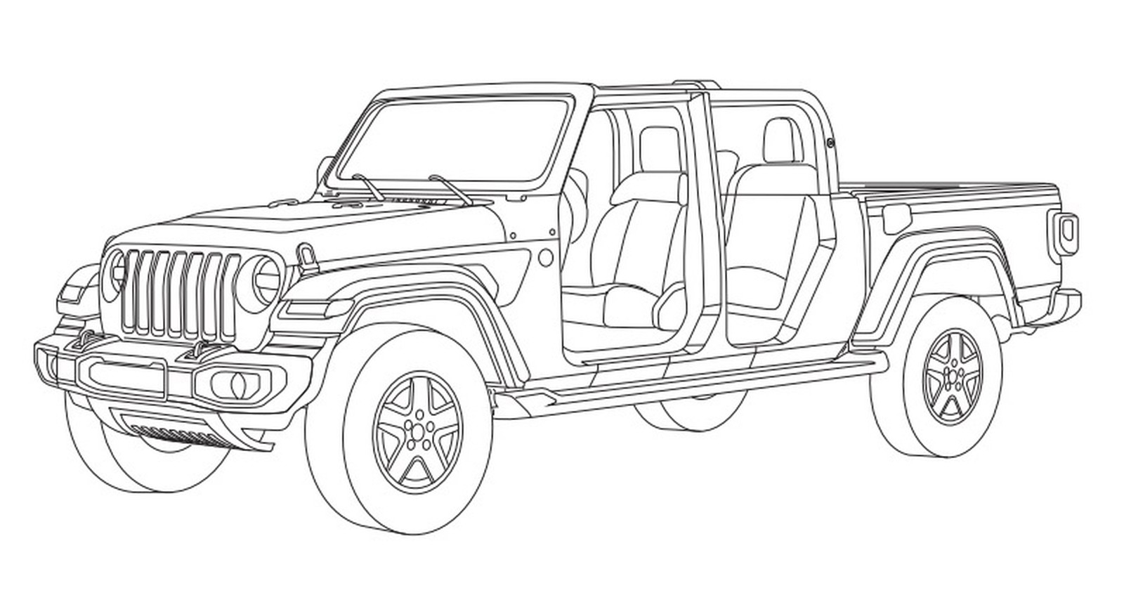 Desenho do Jeep Gladiator que serviu de registro no INPI