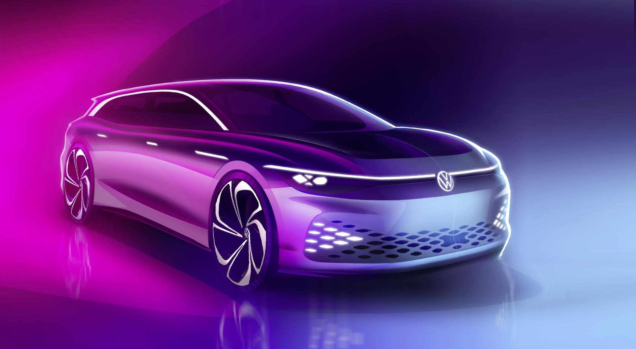 Desenho do conceito de station wagon traz os traços da perua elétrica VW
