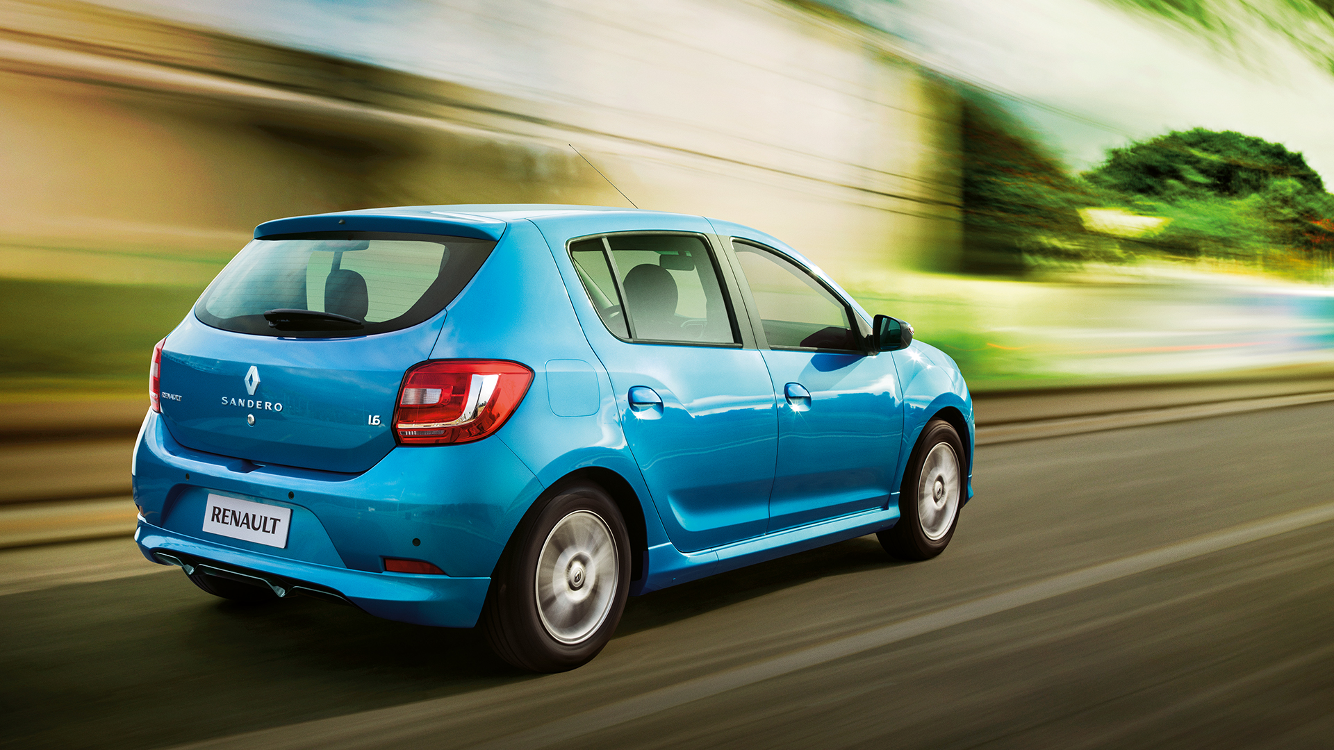 Sandero na cor Azul Techno