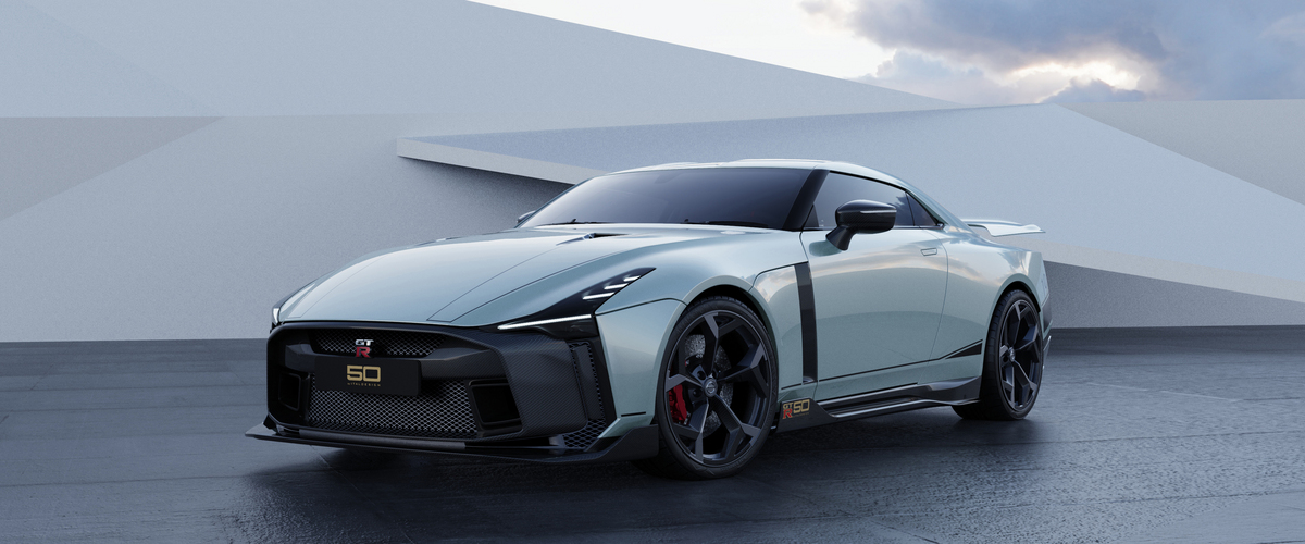 Nissan Gt R50 By Italdesign de frente com capô longo e abaulado
