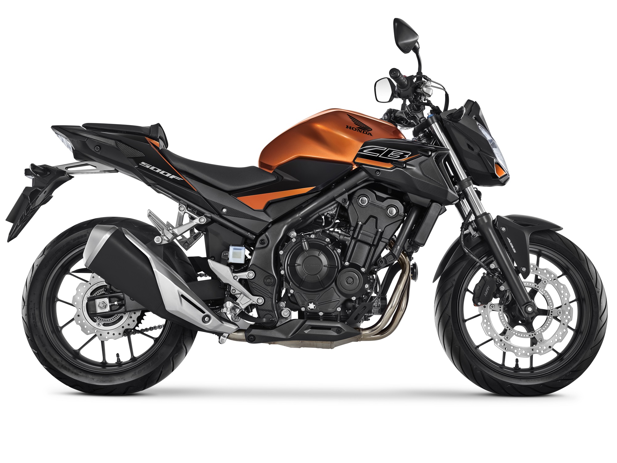 Honda Cb 500f linha 2020 na cor laranja de perfil