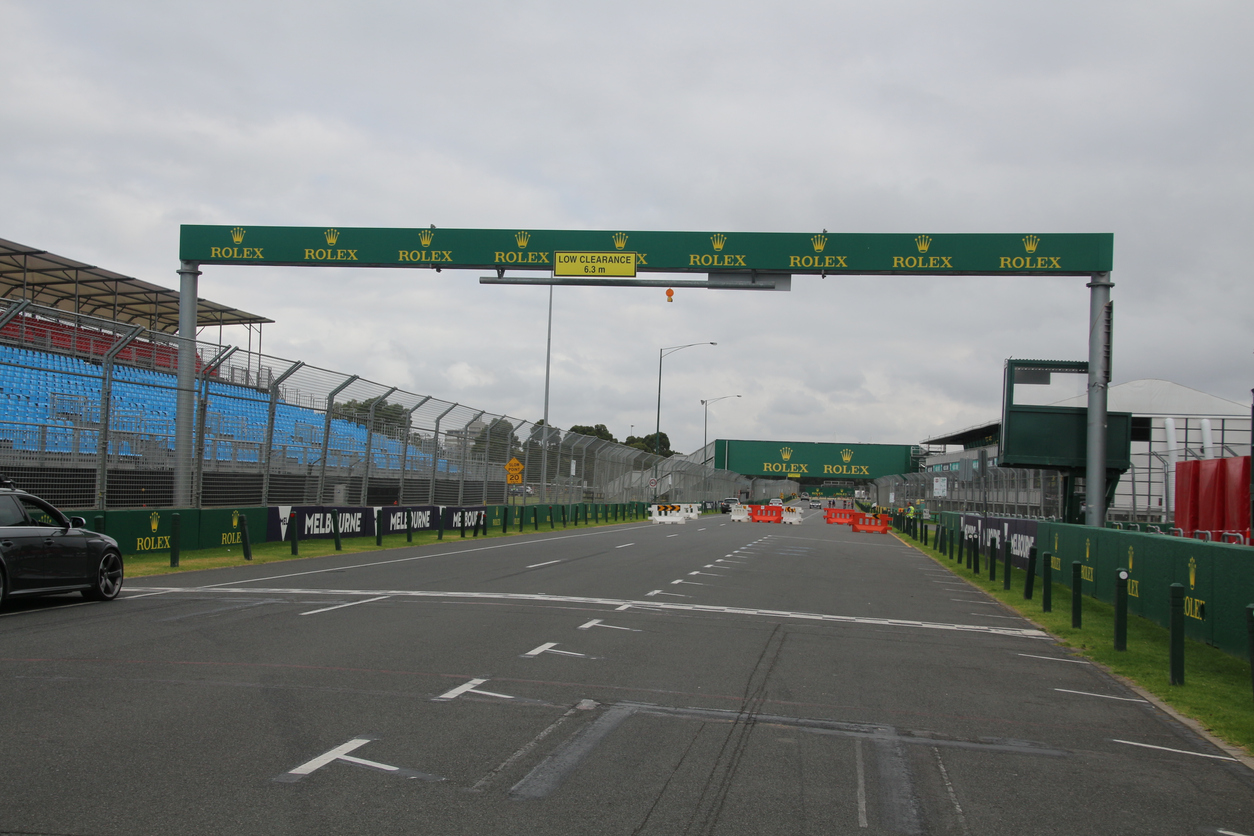 Vista do grid de largada do Circuito de Albert Park Melbourne, Austrália, vazia