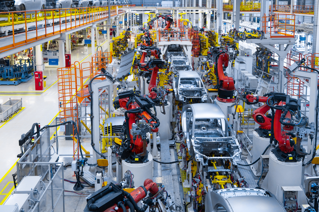 Linha de produção de carros vazia