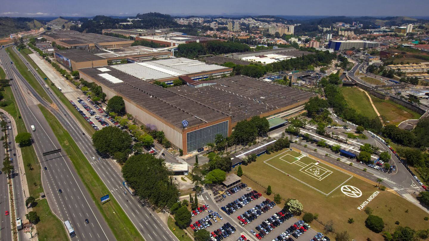 Vista aérea da Fábrica da Volkswagen na Anchieta, em São Bernardo do Campo