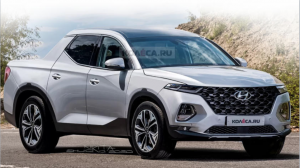 Projeção da Hyundai Santa Cruz com faróis em duas seções como na Toro
