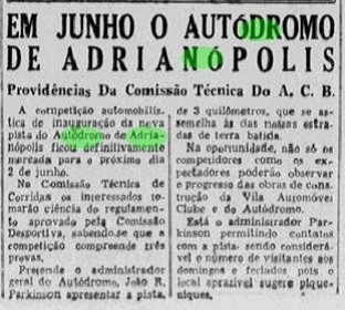 Reportagem de 1957 do Jornal Dos Sports sobre o Autódromo de Nova Iguaçu RJ