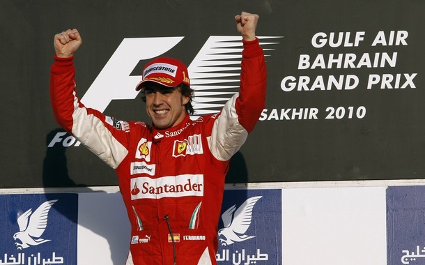 Ferrari Formula One Driver Fernando Alonso Of Spain Celebrates After Winning The Bahrain F1 Grand Prix At Sakhir Circuit In Manama