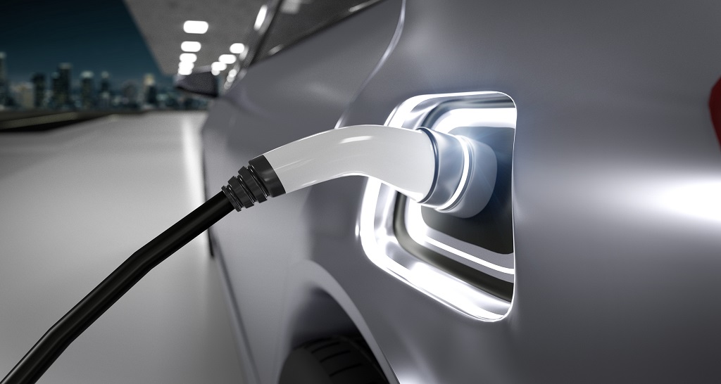 Power Supply Connect To Electric Vehicle To Charge The Battery 3d Rendering