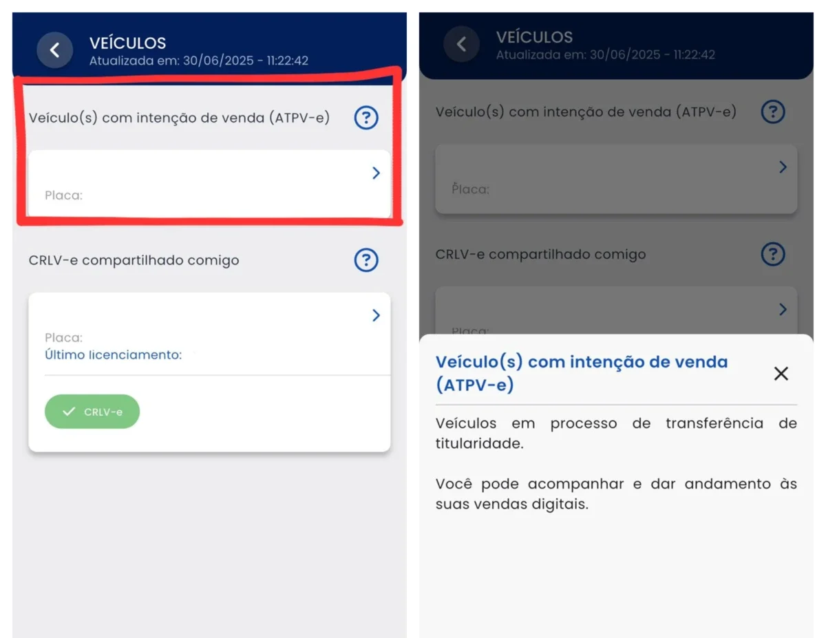Transferência digital de veículos
