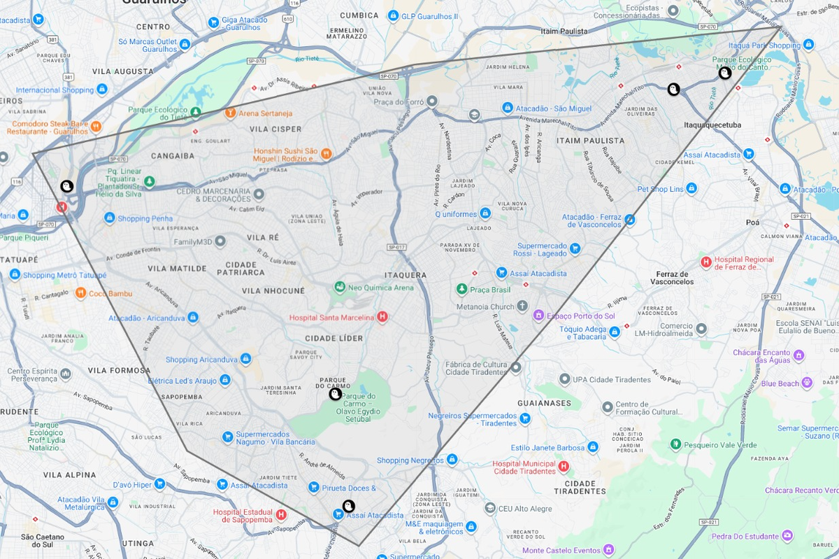 Mapa de circulação do carro